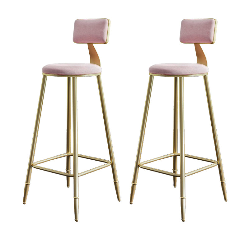 Low Back Upholstered Dining Stools Armless Bar Stools with Metal Base