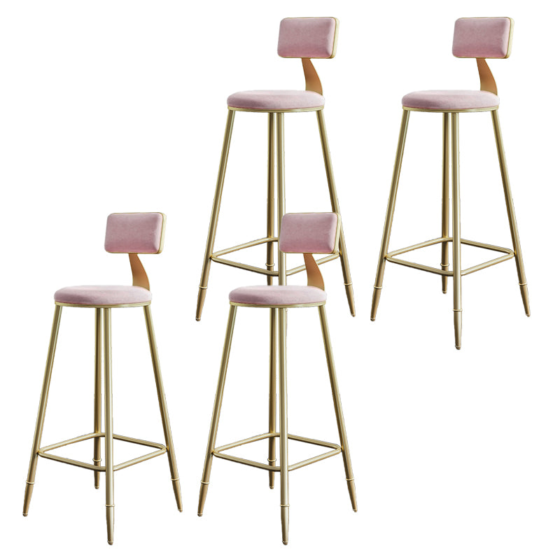 Low Back Upholstered Dining Stools Armless Bar Stools with Metal Base