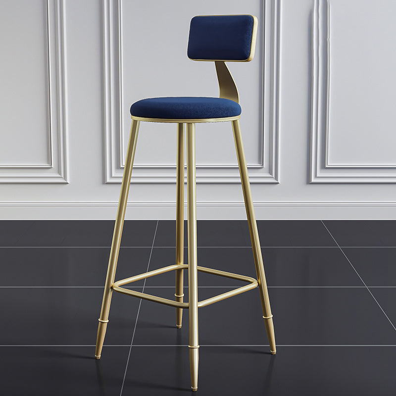 Low Back Upholstered Dining Stools Armless Bar Stools with Metal Base
