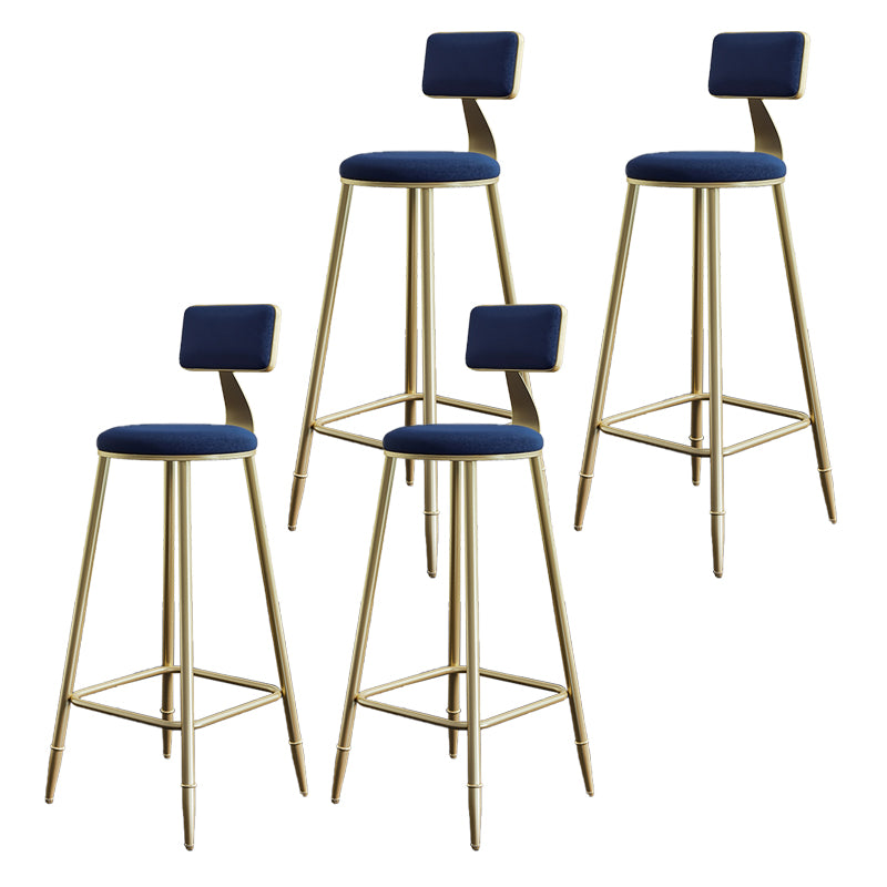 Low Back Upholstered Dining Stools Armless Bar Stools with Metal Base