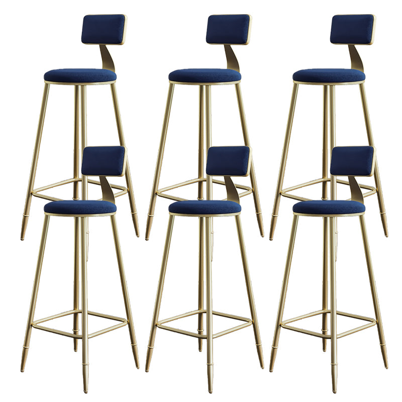 Low Back Upholstered Dining Stools Armless Bar Stools with Metal Base