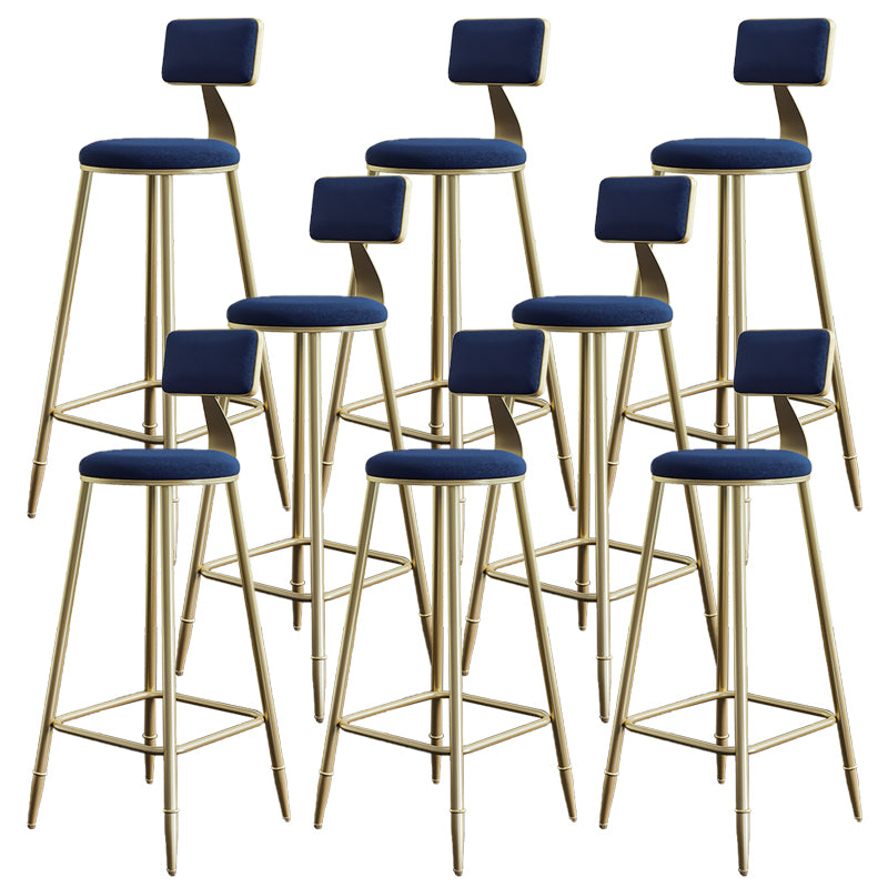 Low Back Upholstered Dining Stools Armless Bar Stools with Metal Base