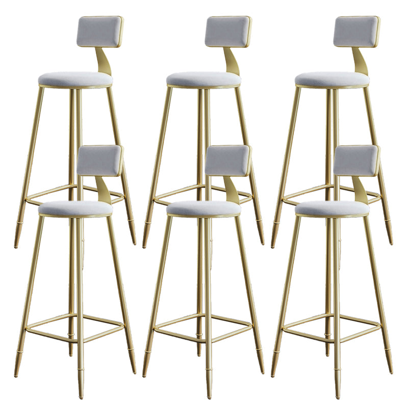 Low Back Upholstered Dining Stools Armless Bar Stools with Metal Base