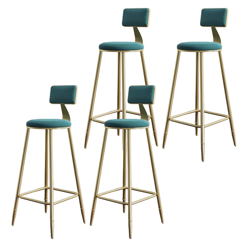 Low Back Upholstered Dining Stools Armless Bar Stools with Metal Base