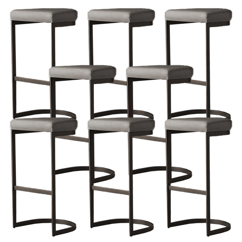 Glam Upholstered Dining Stools Armless Bar Stools with Metal Base