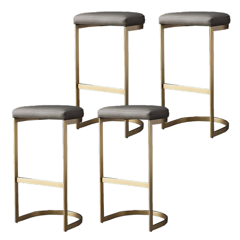 Glam Upholstered Dining Stools Armless Bar Stools with Metal Base
