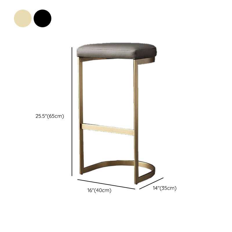 Glam Upholstered Dining Stools Armless Bar Stools with Metal Base