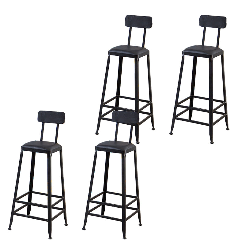 Industrial Dining Stools Armless Square Bar Stools with Footrest