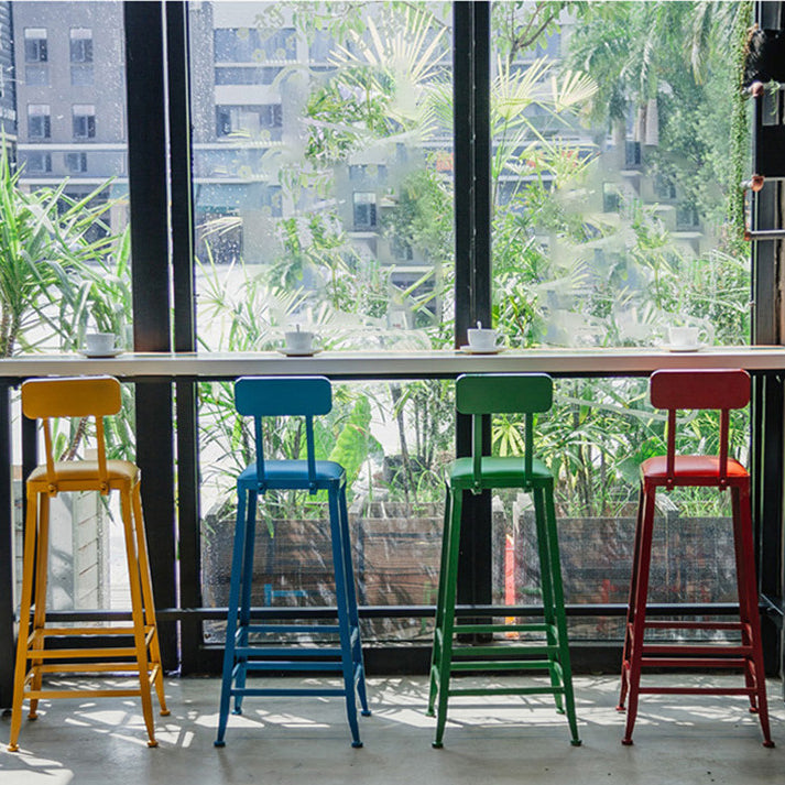 Industrial Dining Stools Armless Square Bar Stools with Footrest