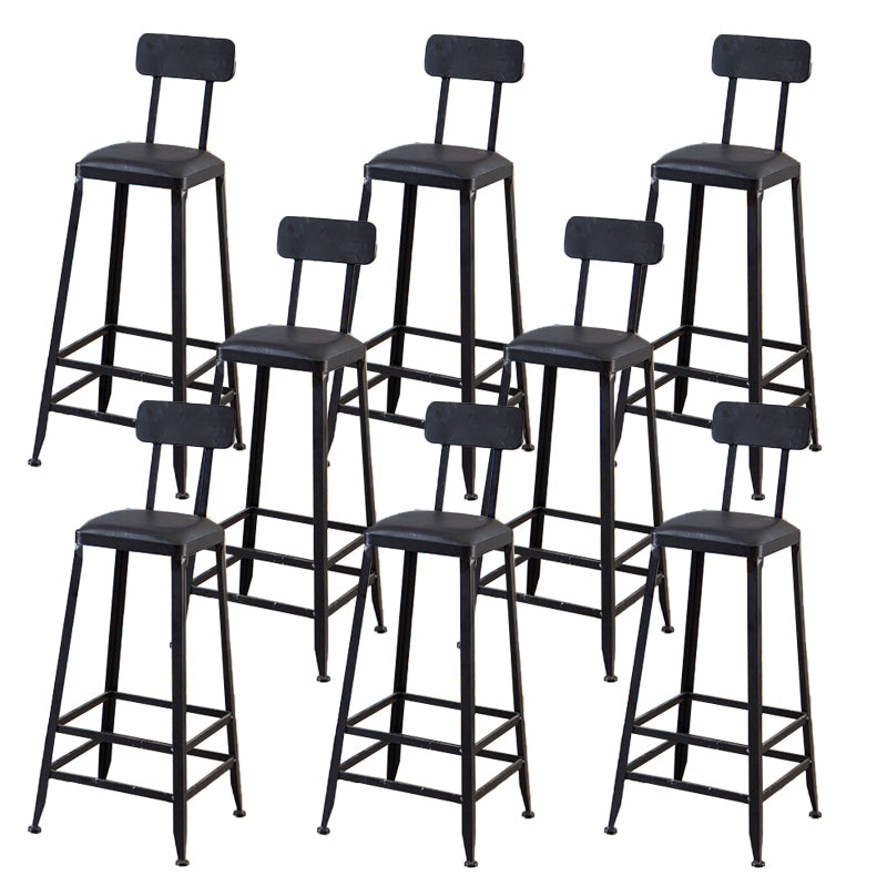 Industrial Dining Stools Armless Square Bar Stools with Footrest