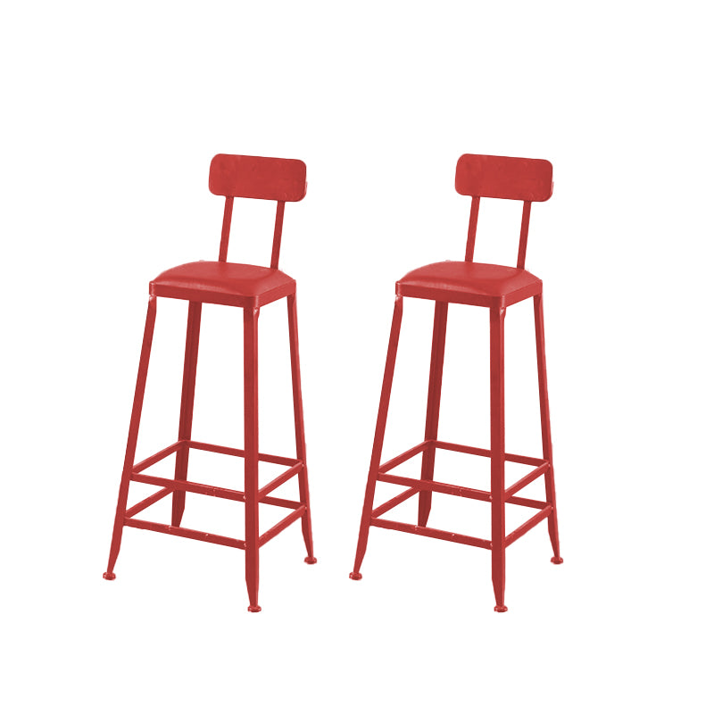Industrial Dining Stools Armless Square Bar Stools with Footrest