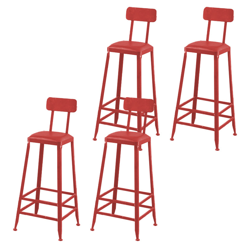 Industrial Dining Stools Armless Square Bar Stools with Footrest