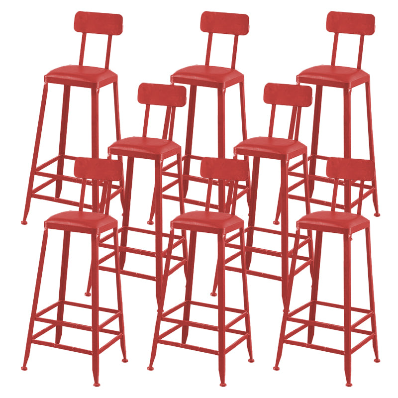 Industrial Dining Stools Armless Square Bar Stools with Footrest
