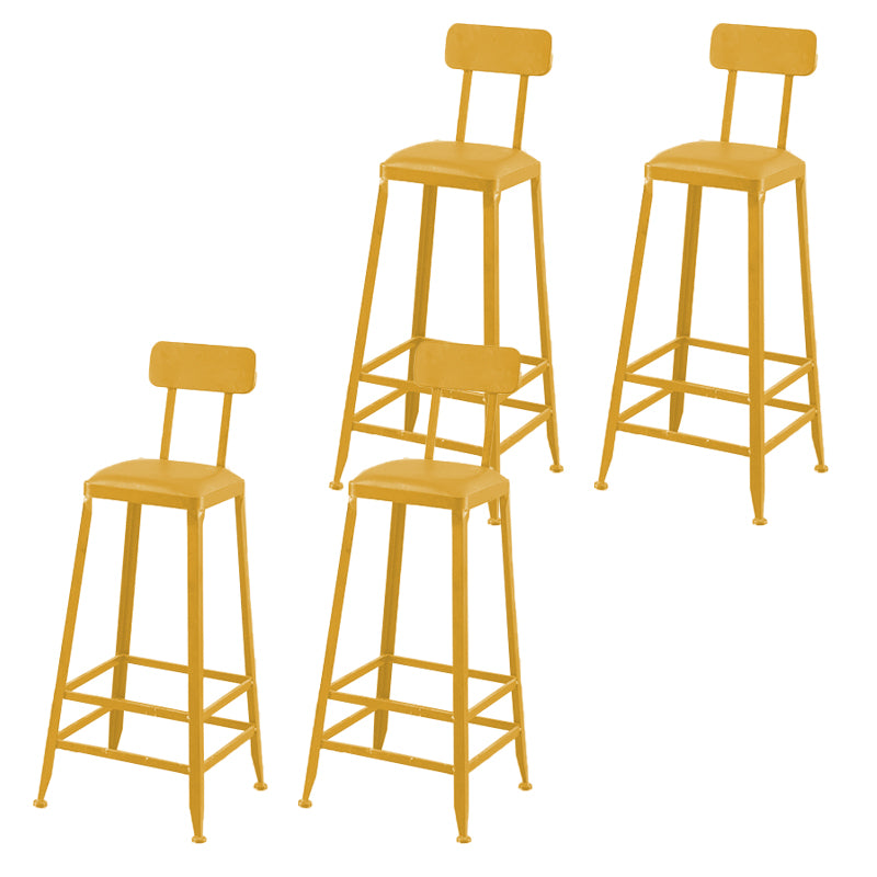 Industrial Dining Stools Armless Square Bar Stools with Footrest
