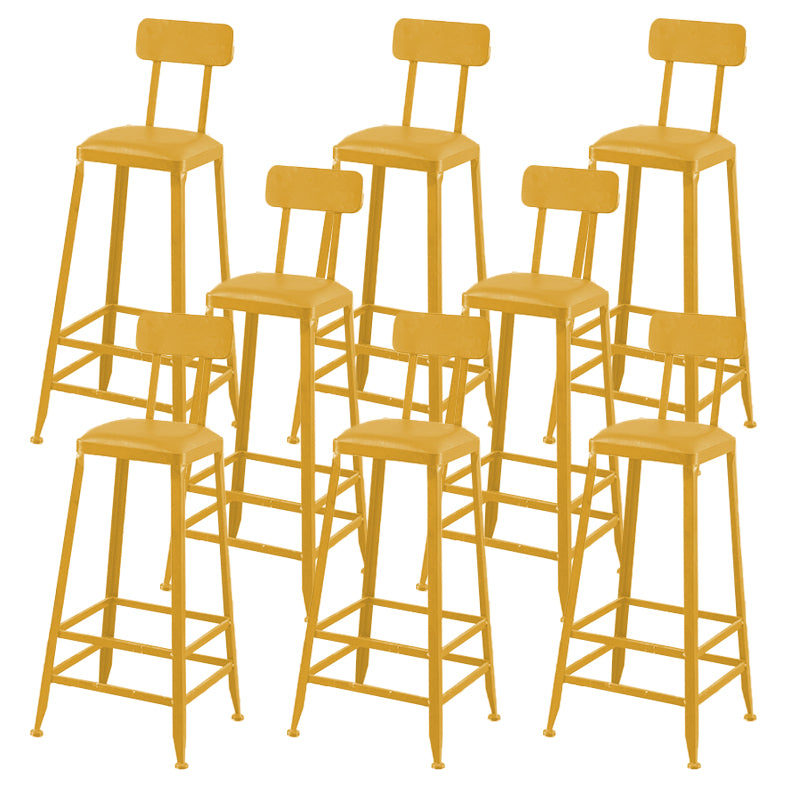 Industrial Dining Stools Armless Square Bar Stools with Footrest