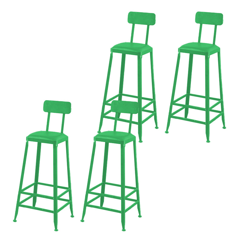 Industrial Dining Stools Armless Square Bar Stools with Footrest