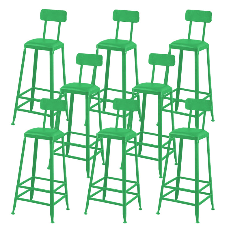 Industrial Dining Stools Armless Square Bar Stools with Footrest