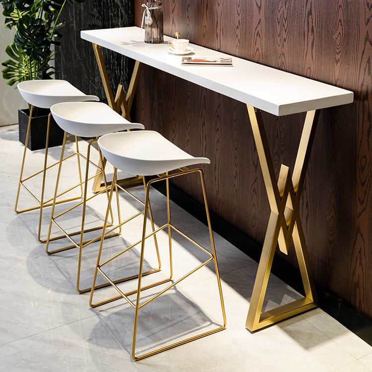 Glam Low Back Dining Stools Armless Bar Stools with Footrest