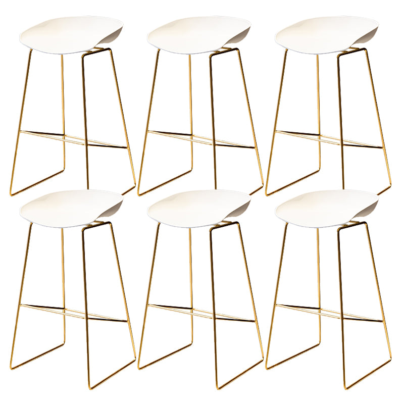 Glam Low Back Dining Stools Armless Bar Stools with Footrest