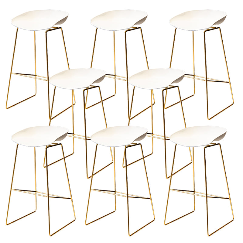Glam Low Back Dining Stools Armless Bar Stools with Footrest