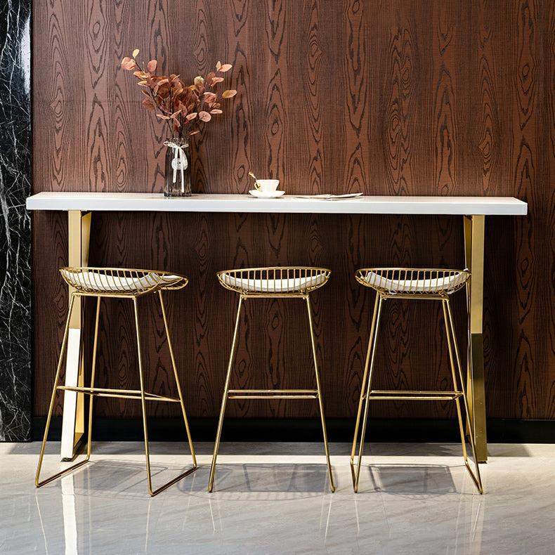 Glam Low Back Dining Stools Armless Bar Stools with Footrest