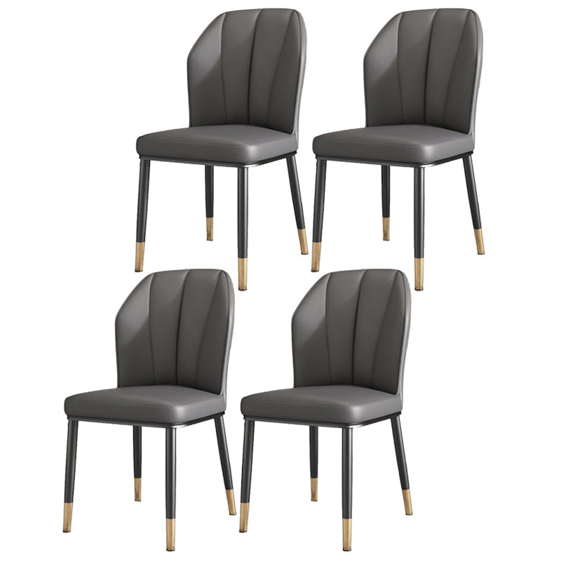 PU Leather Dining Chairs Nordic Style Wingback Armless Chair