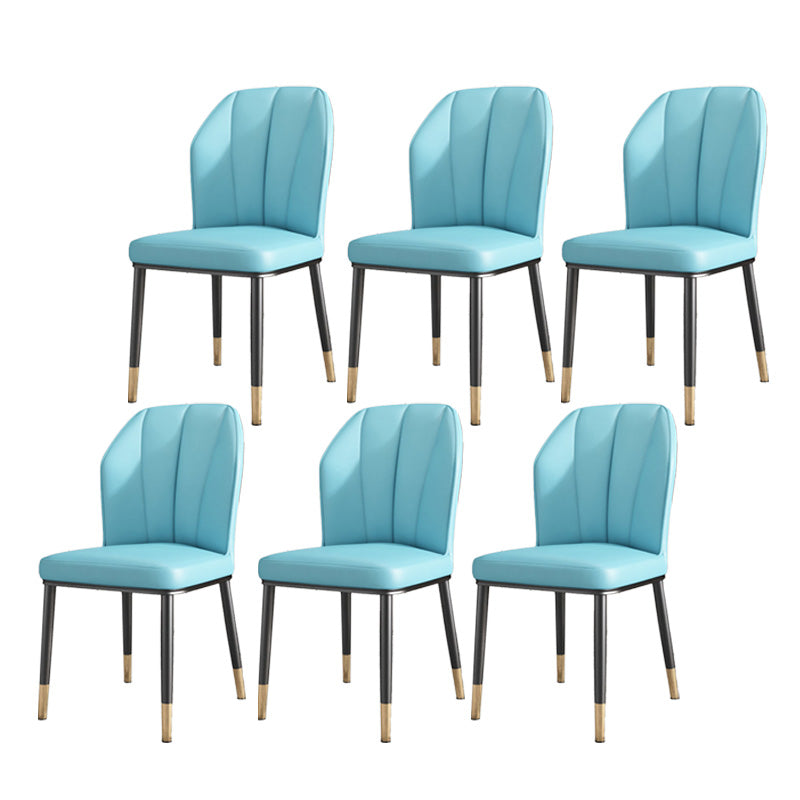 PU Leather Dining Chairs Nordic Style Wingback Armless Chair