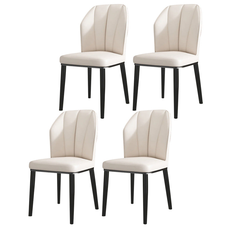 PU Leather Dining Chairs Nordic Style Wingback Armless Chair