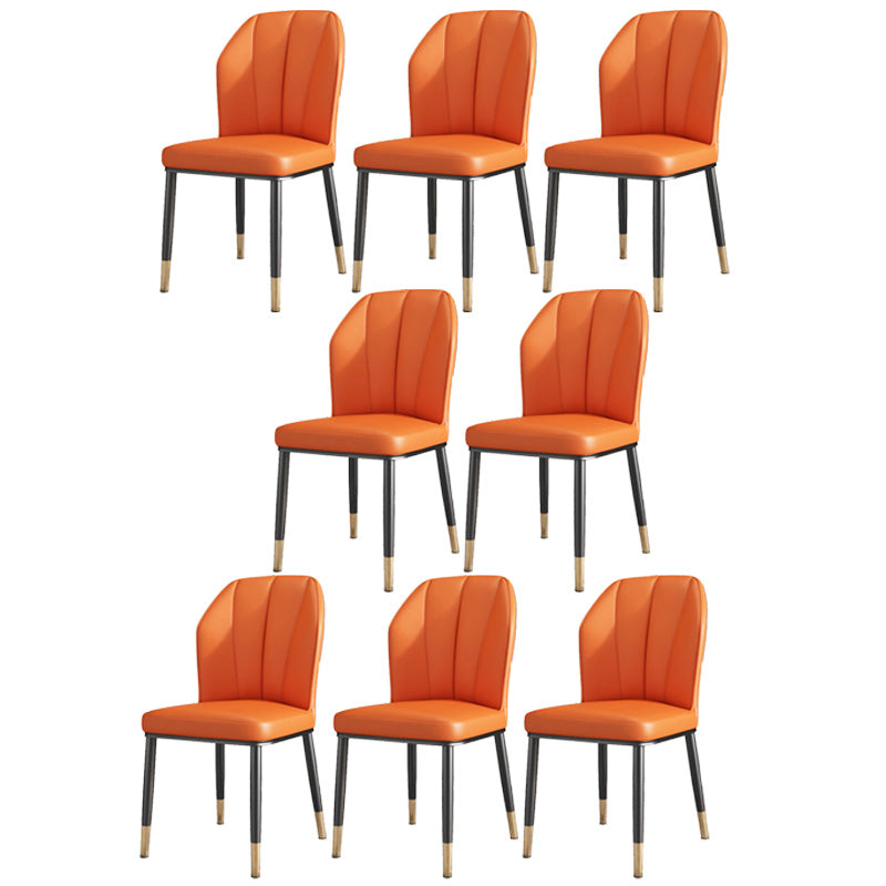 PU Leather Dining Chairs Nordic Style Wingback Armless Chair