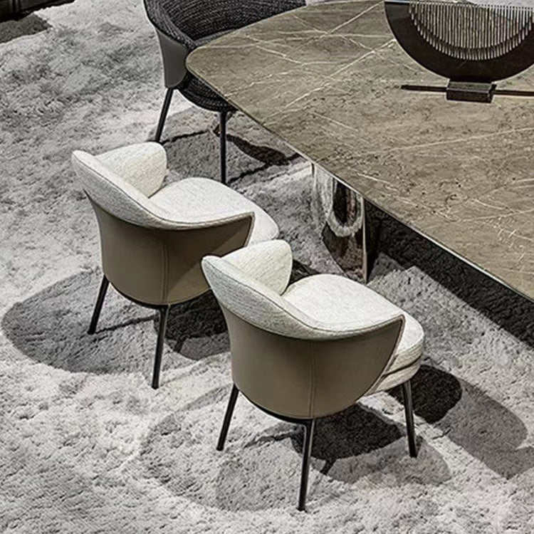 Fabric Dining Chairs Nordic Style Parsons Arm Chair with Black Legs