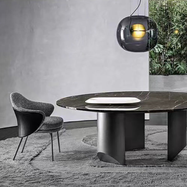 Fabric Dining Chairs Nordic Style Parsons Arm Chair with Black Legs