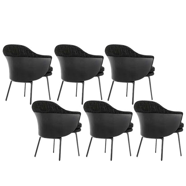 Fabric Dining Chairs Nordic Style Parsons Arm Chair with Black Legs