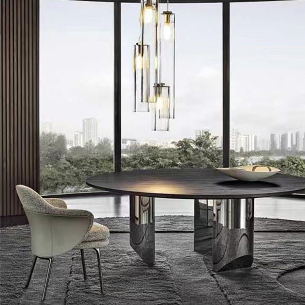 Fabric Dining Chairs Nordic Style Parsons Arm Chair with Black Legs