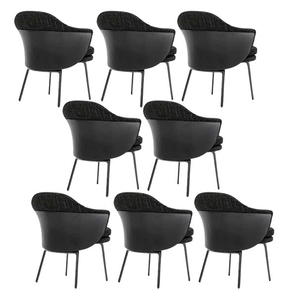 Fabric Dining Chairs Nordic Style Parsons Arm Chair with Black Legs