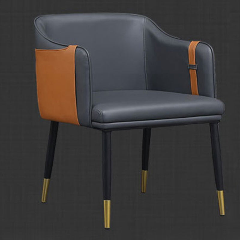 Contemporary Arm Chair Home Faux Leather Upholstered Dining Chair