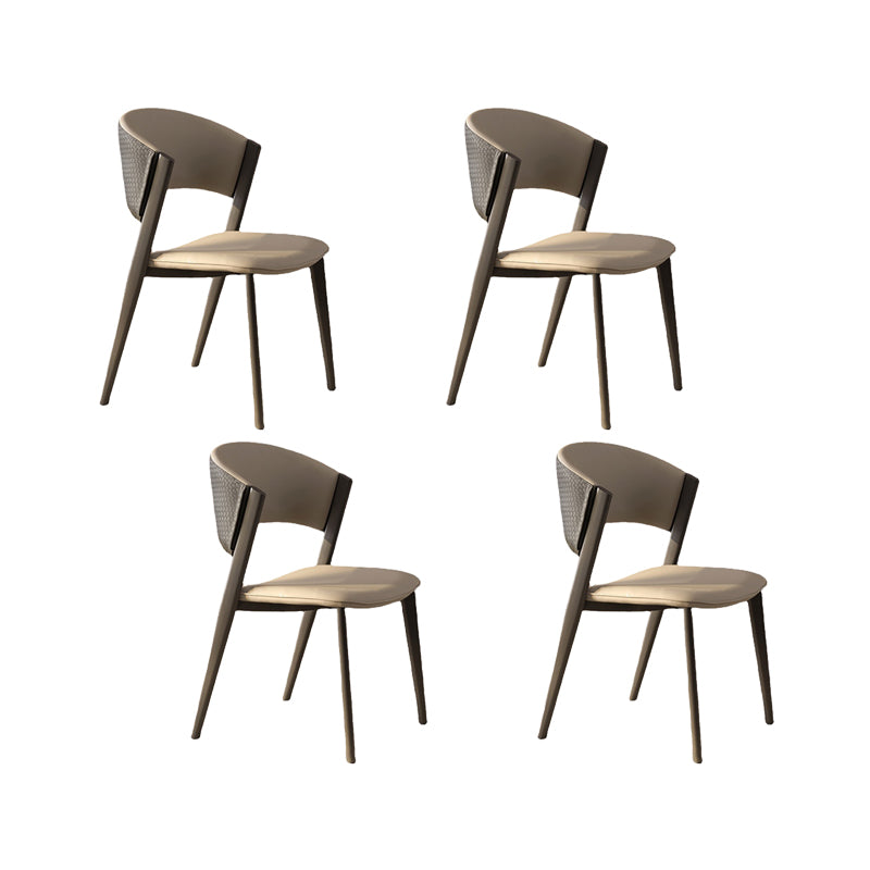 Dining Room Upholstered Chair Home Open Back Faux Leather Dining Chair