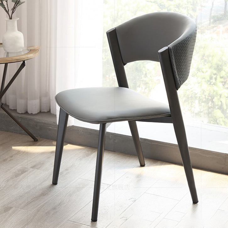 Dining Room Upholstered Chair Home Open Back Faux Leather Dining Chair
