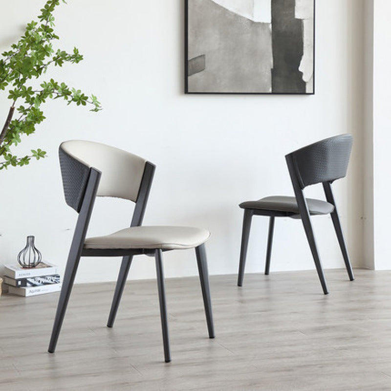 Dining Room Upholstered Chair Home Open Back Faux Leather Dining Chair