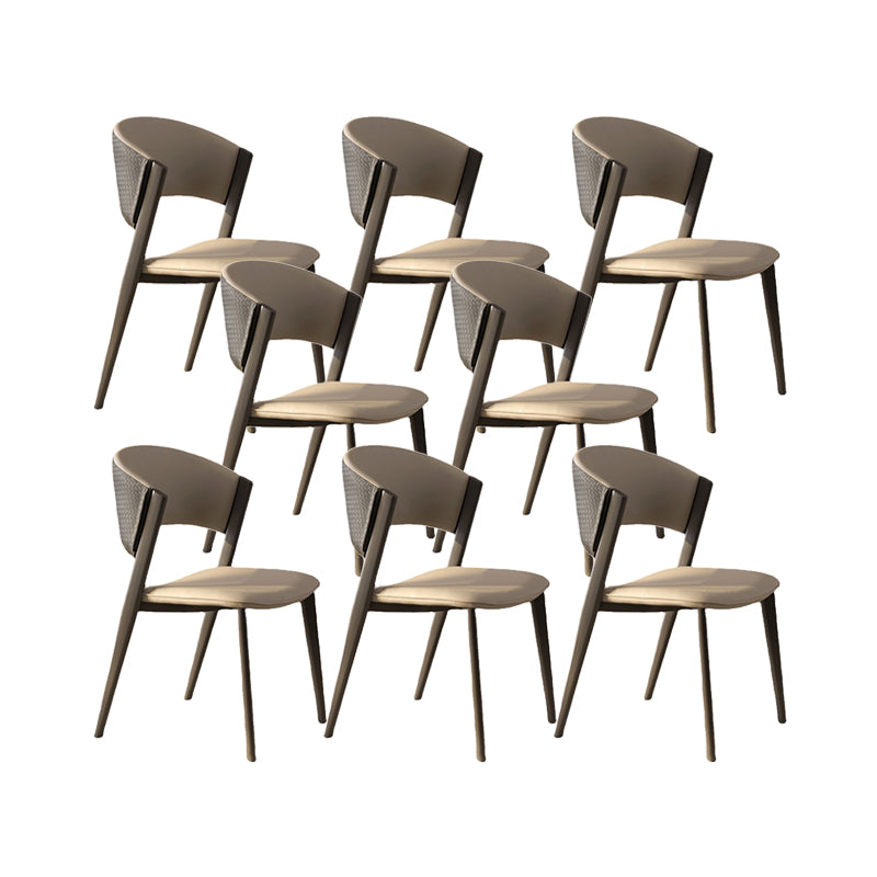 Dining Room Upholstered Chair Home Open Back Faux Leather Dining Chair