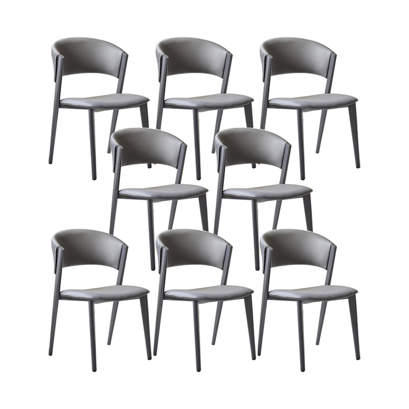 Dining Room Upholstered Chair Home Open Back Faux Leather Dining Chair