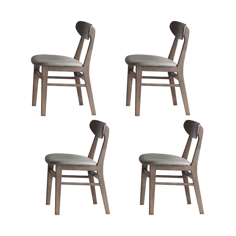 Industrial Upholstered Armless Chair Kitchen Solid Wood Dining Chair