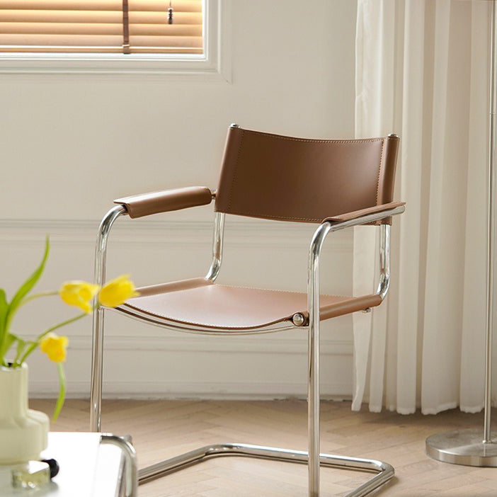 Industrial Arm Chair Modern Leather Indoor Dining Chair for Home