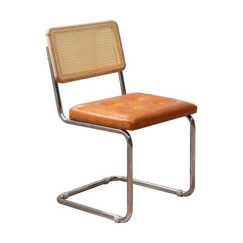 Industrial Style Side Chair Leather Open Back Indoor Dining Chair