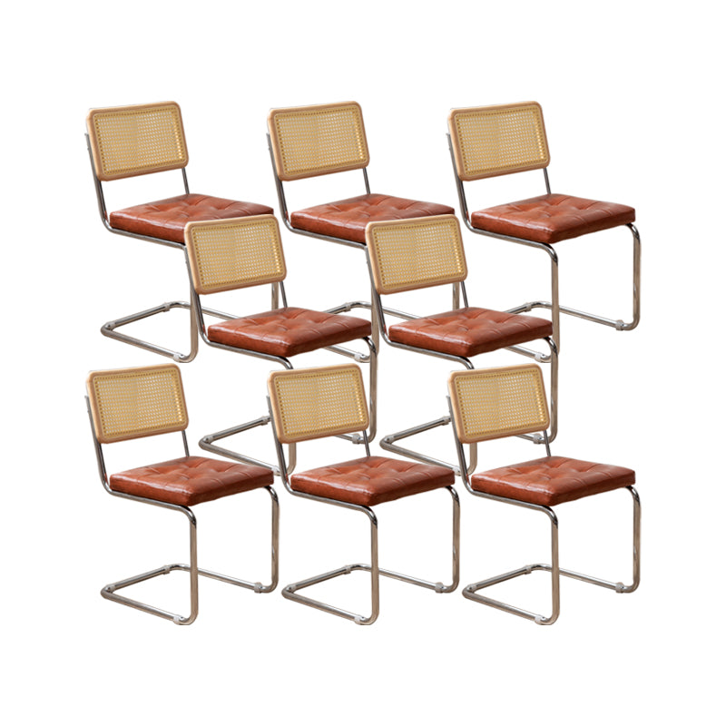 Industrial Style Side Chair Leather Open Back Indoor Dining Chair