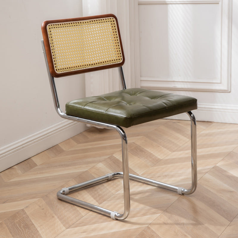 Industrial Style Side Chair Leather Open Back Indoor Dining Chair
