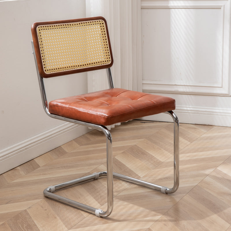Industrial Style Side Chair Leather Open Back Indoor Dining Chair