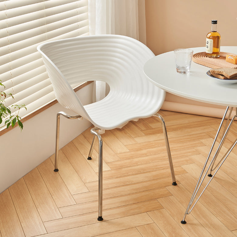 Industrial Plastic Arm Chair Metal Base Indoor Dining Chair for Home