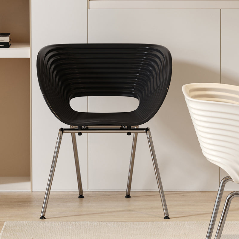 Industrial Plastic Arm Chair Metal Base Indoor Dining Chair for Home