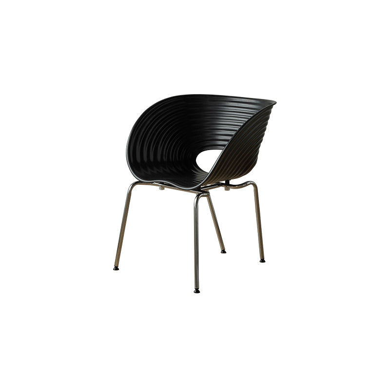 Industrial Plastic Arm Chair Metal Base Indoor Dining Chair for Home