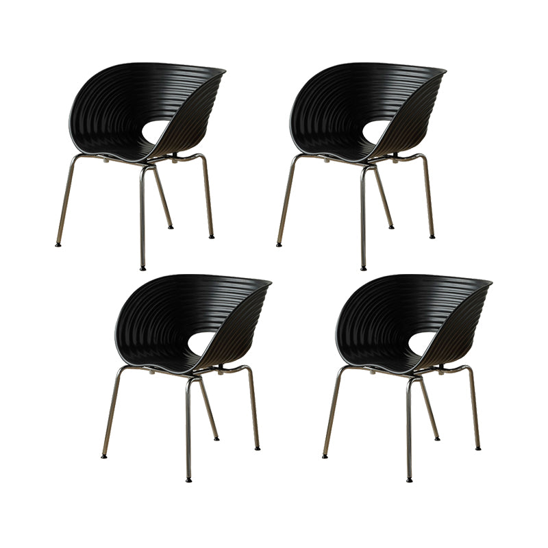 Industrial Plastic Arm Chair Metal Base Indoor Dining Chair for Home